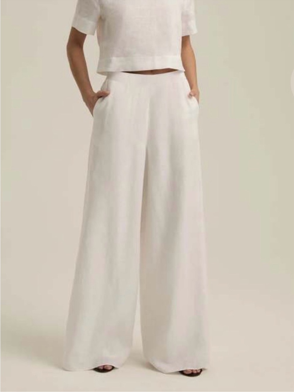 Favorite Daughter Wide-Leg Linen Pants in Bright White Size Medium